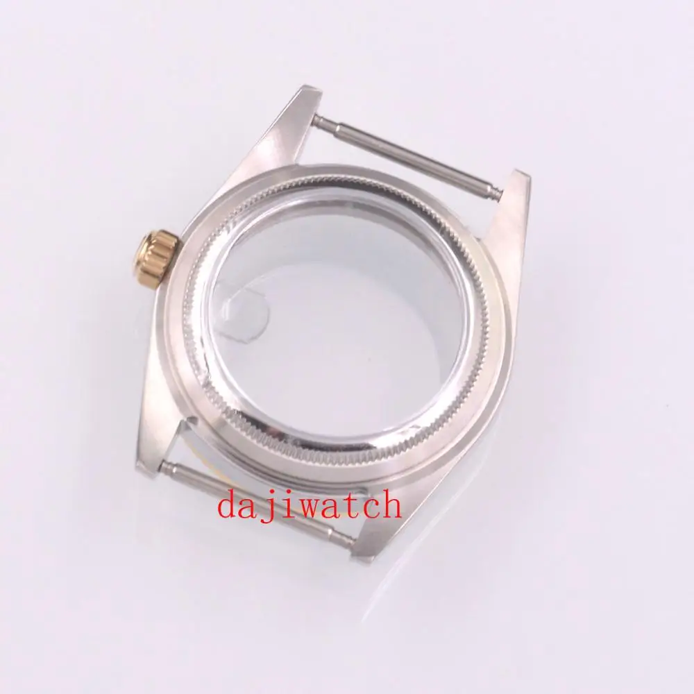 2020 Новый роскошный чехол Parnis 36 мм из серебристого золота сапфирового стекла для