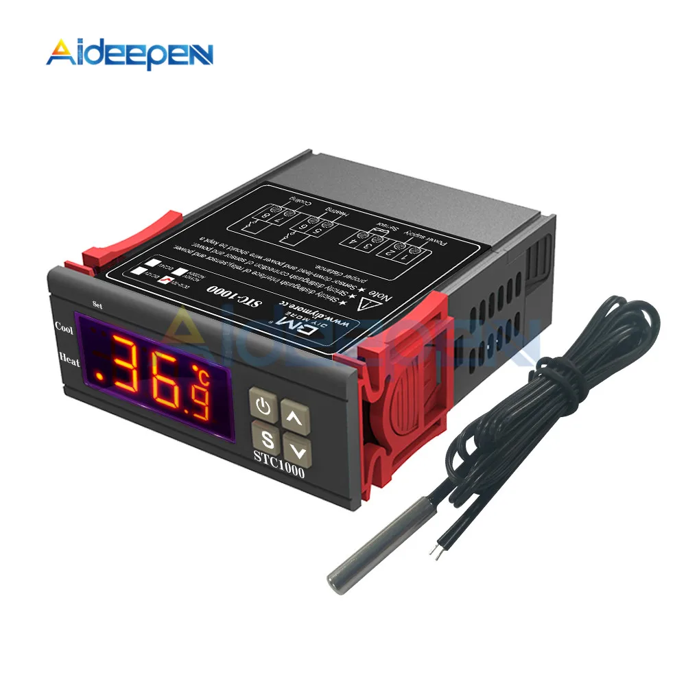 DST1000 STC-1000 12 В 24 в 110 В 220 В светодиодный цифровой регулятор температуры инкубатор терморегулятор Термостат с нагревателем охладитель
