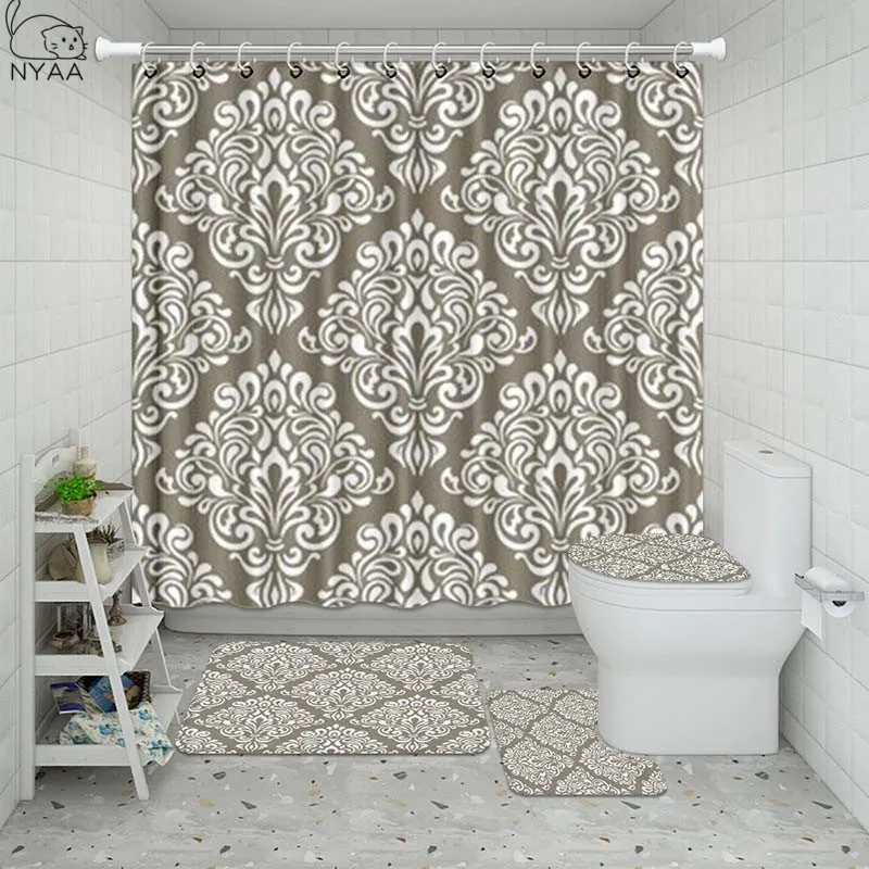 Набор водонепроницаемых душевых занавесок Vixm в индийском цветочном стиле для