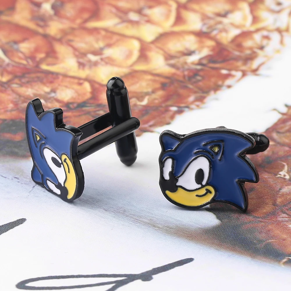 Аниме Соник мультфильм запонки в форме ежа футболка зажим для галстука одежда