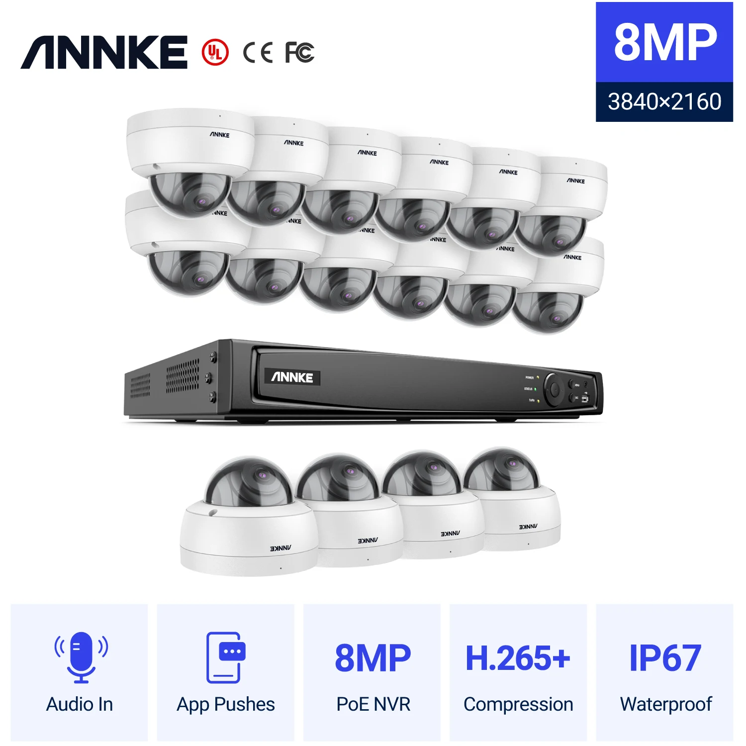 

Сетевая система видеонаблюдения ANNKE 4K, 8 Мп, FHD, POE, 16X 8МП