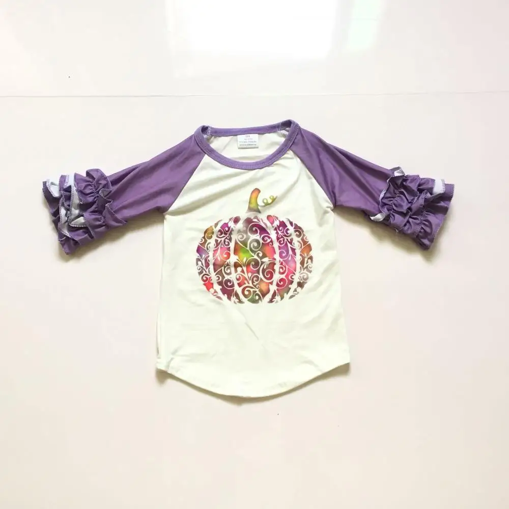 

Vintage Bell Bottom Girl Clothes Tie Dye Pumpkin Pattern Top Fashion Bell Pants Outfit For Girls