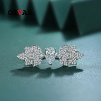 oevas 100 925 sterling silver 710mm water drop high carbon diamond leaf rings for women sparkling wedding party fine jewelry