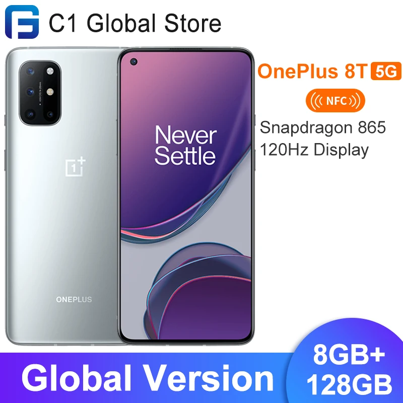 Глобальная версия OnePlus 8 T ГБ 128 Дисплей 6 55 &quot120 Гц Snarpdragon 865 смартфон Warp заряд 65