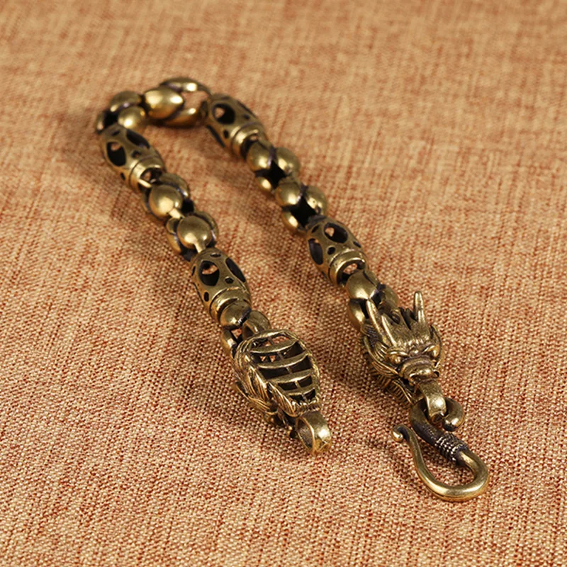 Винтажный латунный браслет с головой дракона в стиле панк хип-хоп Ювелирное