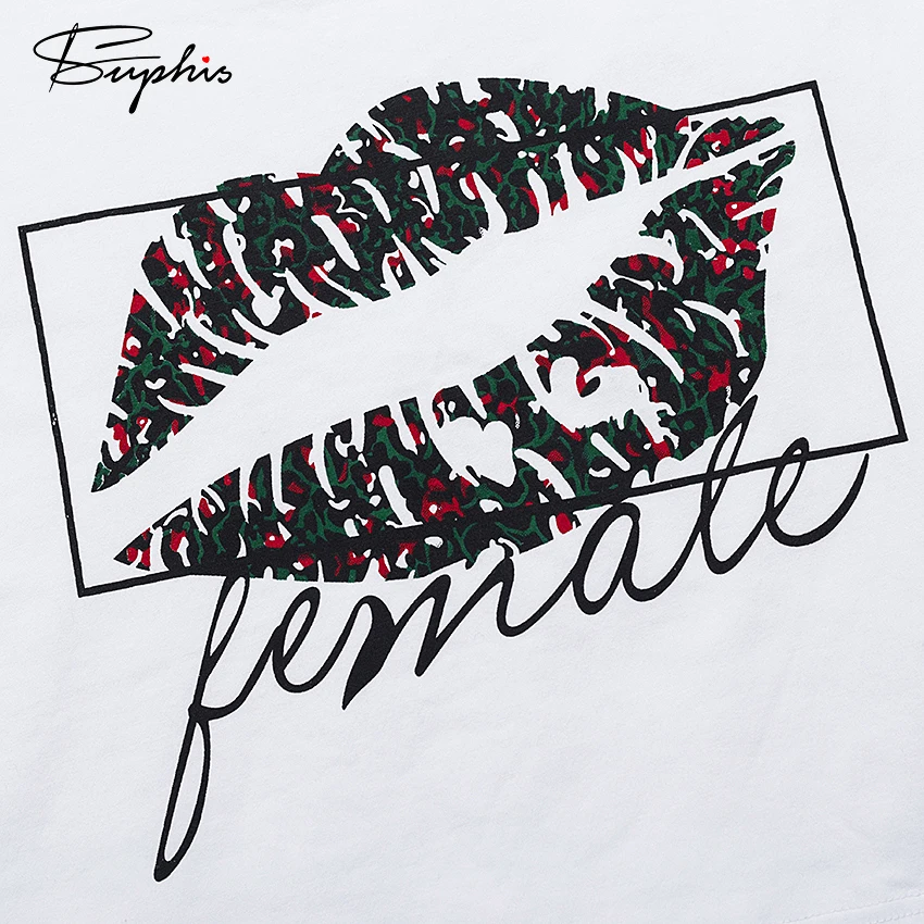 Suphis летний сексуальный укороченный топ с принтом губ белая женская футболка