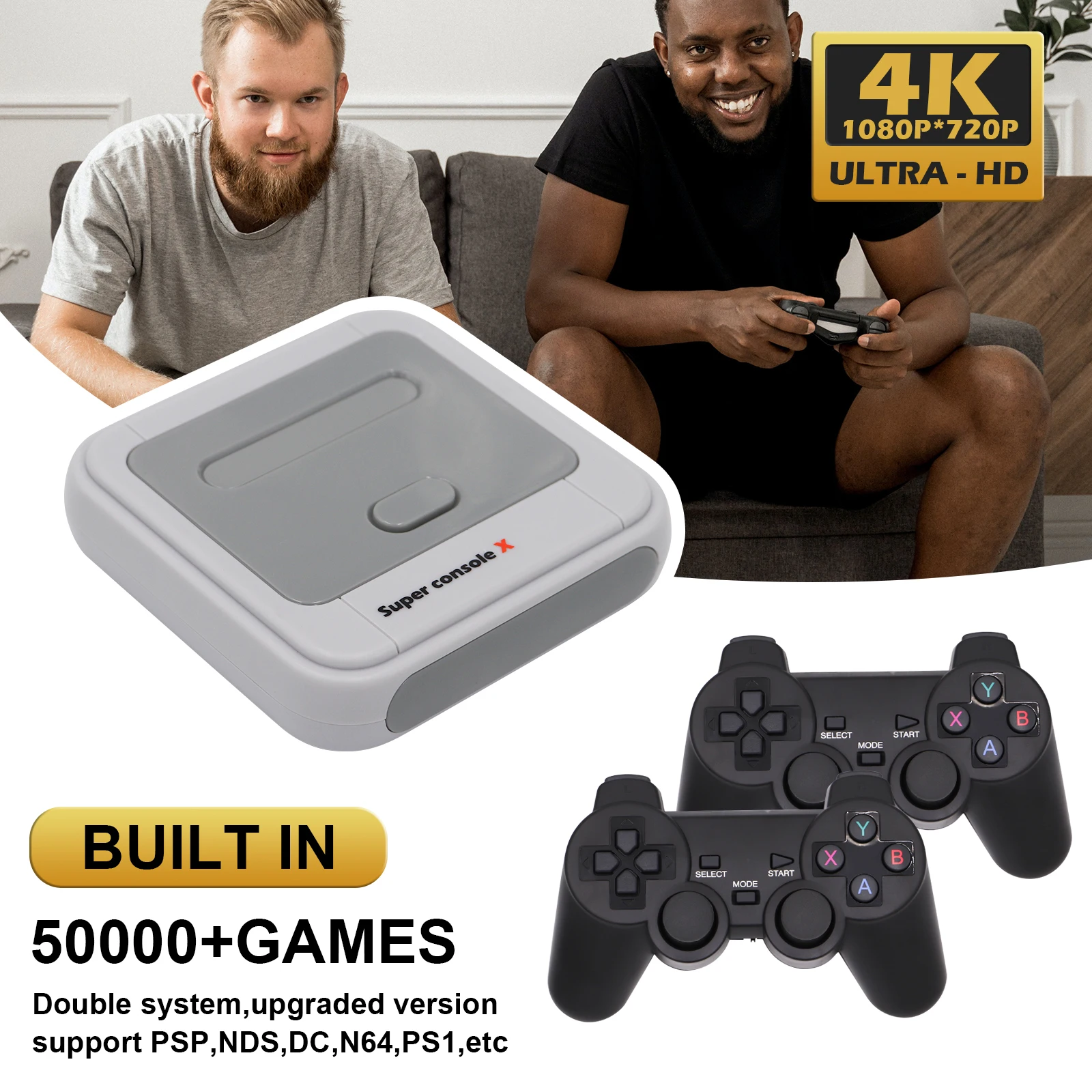 Супер консоль X Pro 4K HD Ретро игровая для PSP/PS1/DC/N64 видеоигр с 50000 + играми KODI