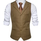 Жилет мужской Barry.Wang, шерстяной жилет оливкового цвета в клетку, с V-образным вырезом, 3 карманами и галстуком, M-2204