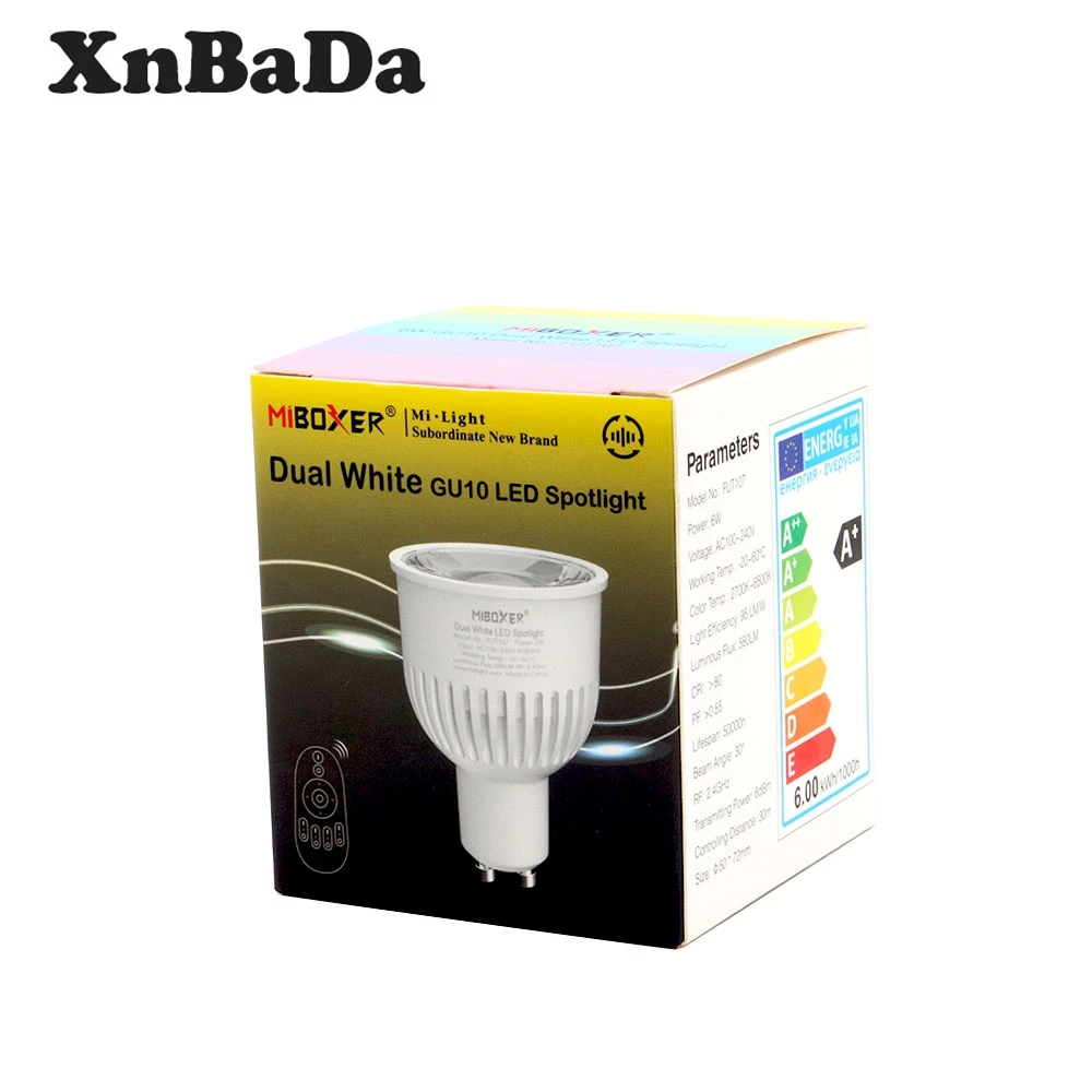 MiBoxer FUT107 GU10 6 Вт двойная белая светодиодная лампа CCT прожектор приглушаемая для
