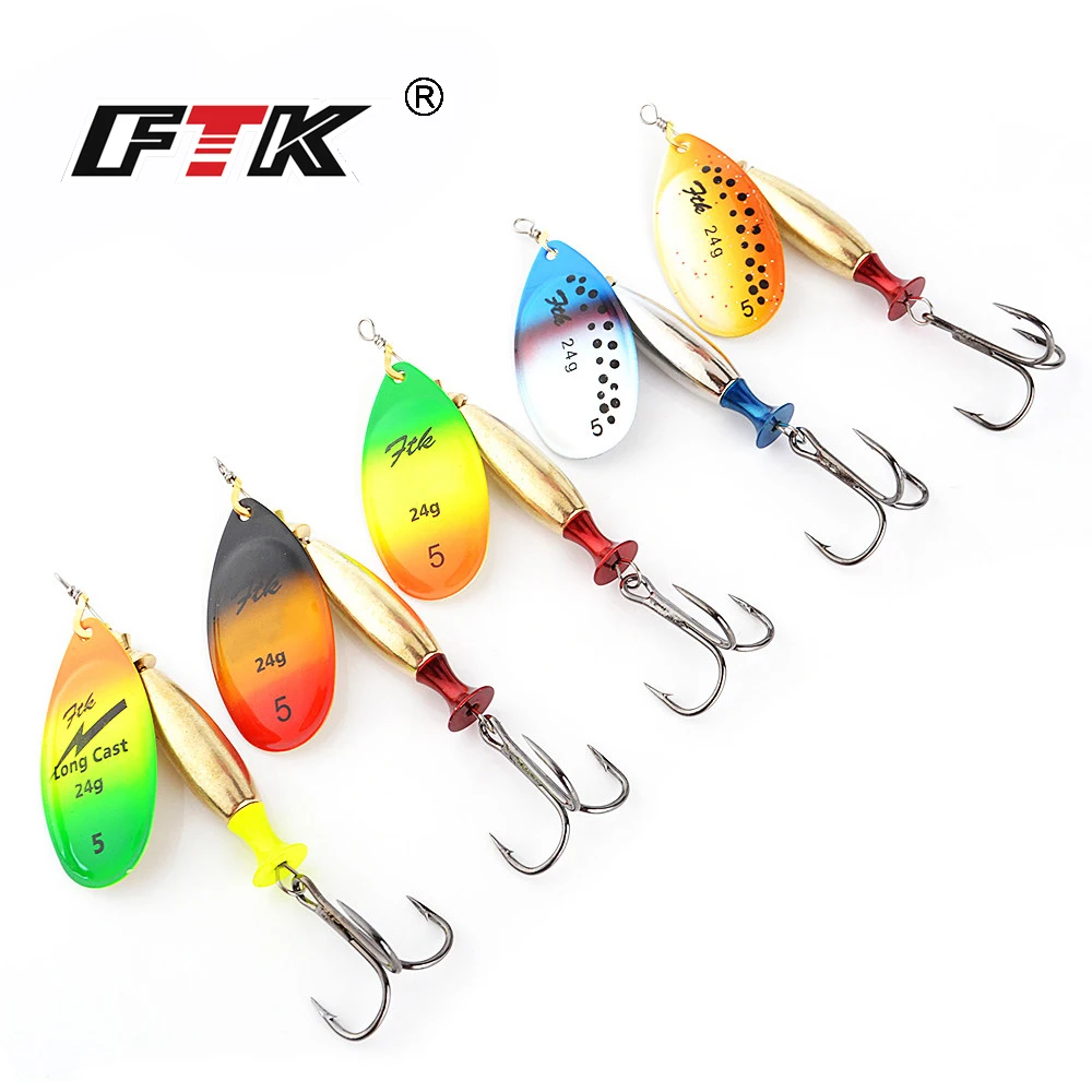 FTK Fishing Lure Willow Spinner Bait 18g/24g Spinner Bait With Beads With Mustad Treble Hooks For Lure Fishing