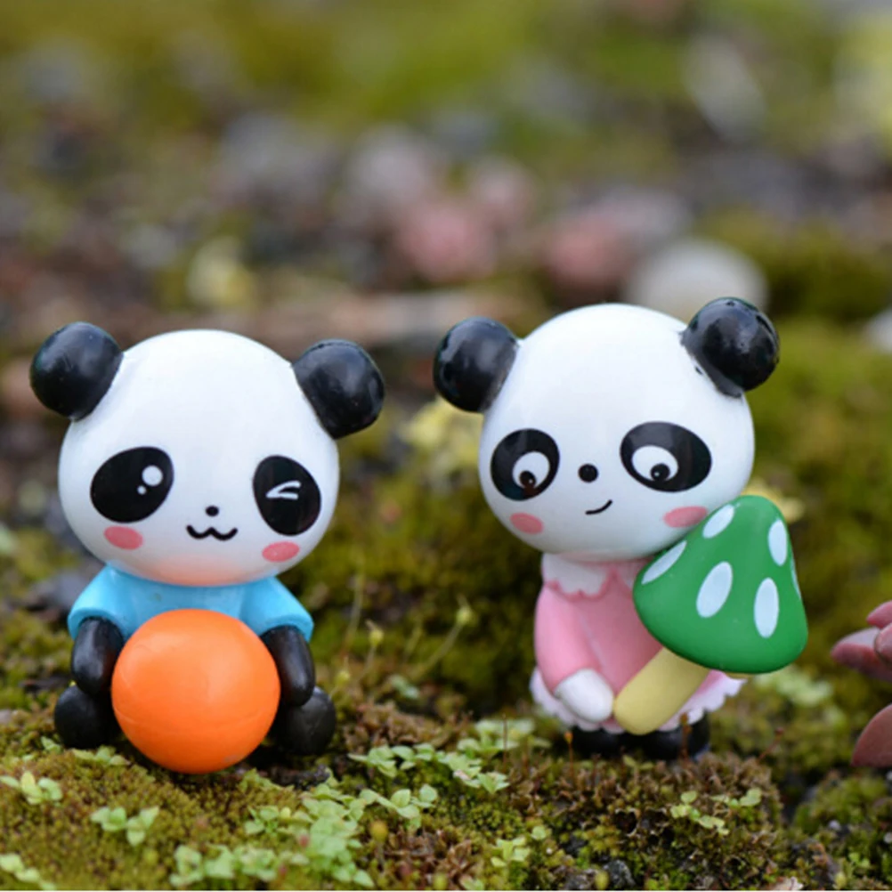 Статуэтка Милая панда 1/4 шт./лот миниатюрная садовая с подвесками украшение для