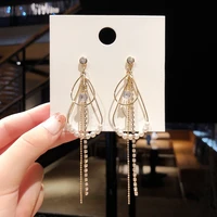 wholesale s925 silver string of pearls earrings rhinestoneencrusted chain zircon long earrings jewelry gift