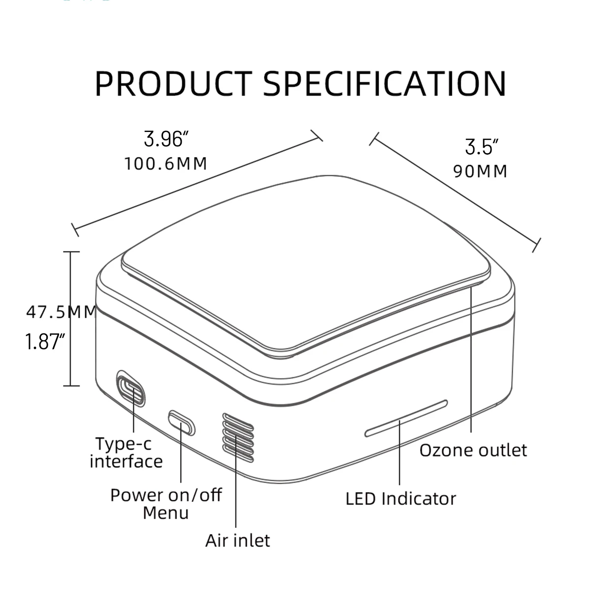 

Ozonator Ozone Generator Box Car Air Purifier USB Rechargeable Sterilizer Home Sterilize Disinfectant Antibacterial Deodorizer