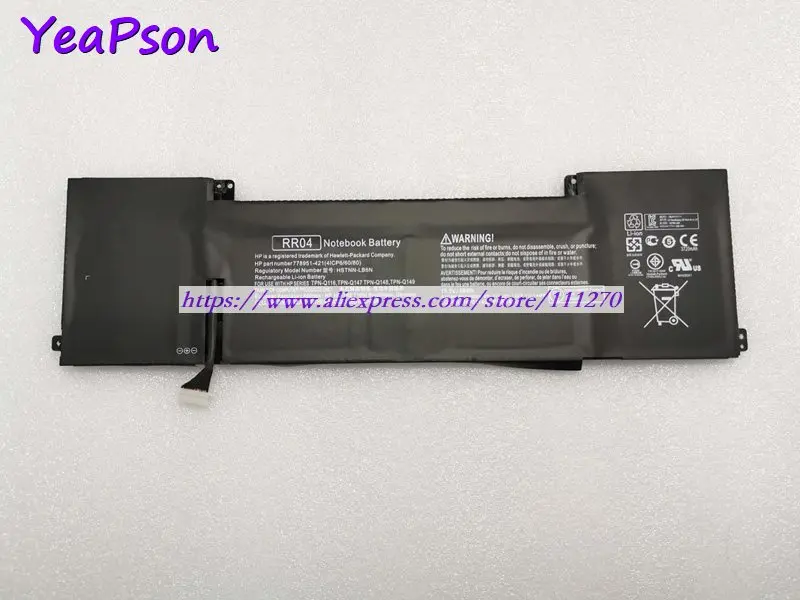 Оригинальный аккумулятор Yeapson RR04 для ноутбука Hp Omen 15-5003TX 15-5114TX 15-5210CA 15-5006TX |