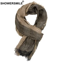 showersmile scarf men autumn winter british style mens scarves patchwork khaki black gray navy male scarf 180cm110cm