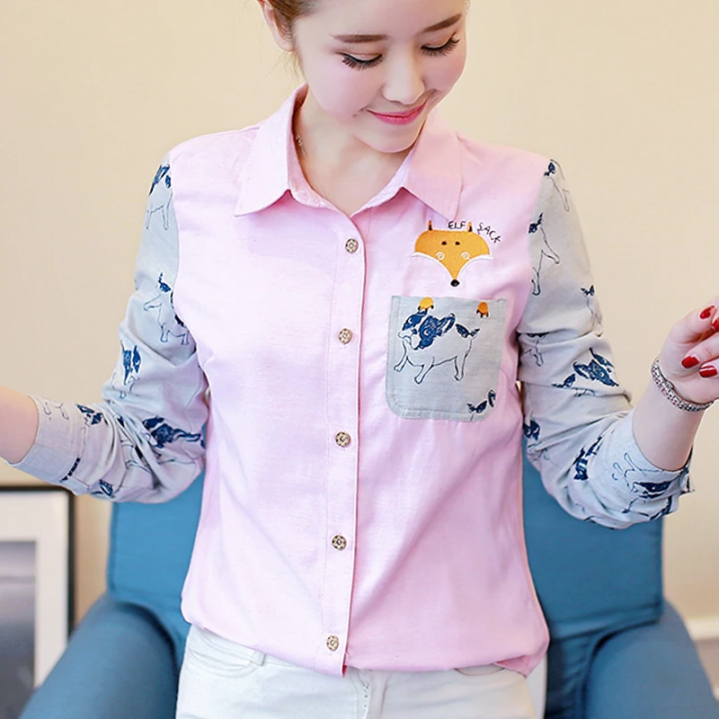 Осень 2019 Повседневная Женская блузка с длинным рукавом рисунком вечерние одежда