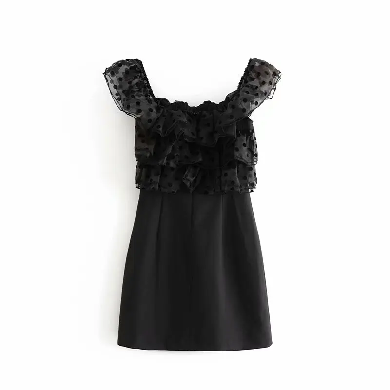 Стильные женские мини платья с вырезом лодочкой милое шикарное платье в горошек