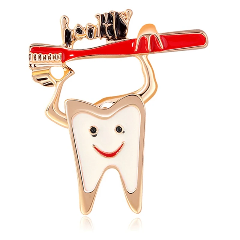 Мультяшная брошь в виде зуба заколки Милая эмалированная зубная щетка с