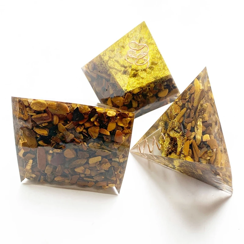 Натуральные бусины из тигрового глаза каменная чакра оргон пирамида смола рейки