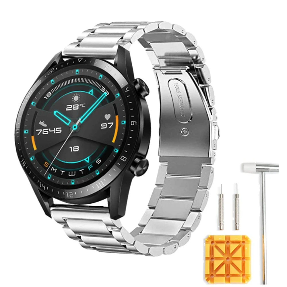 Ремешок из нержавеющей стали для Huawei Watch GT 2E браслет GT2/Samsung Galaxy 46 мм/Gear S3 мм 22