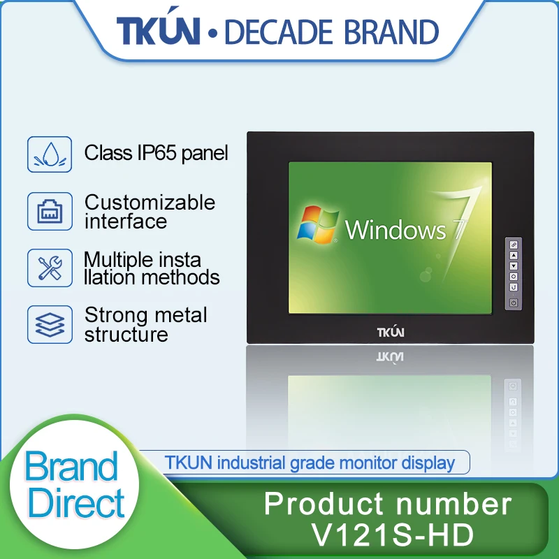 

TKUN 12-inch embedded industrial monitor, OSD button, wide voltage, outdoor aerial display. Medical monitoring display
