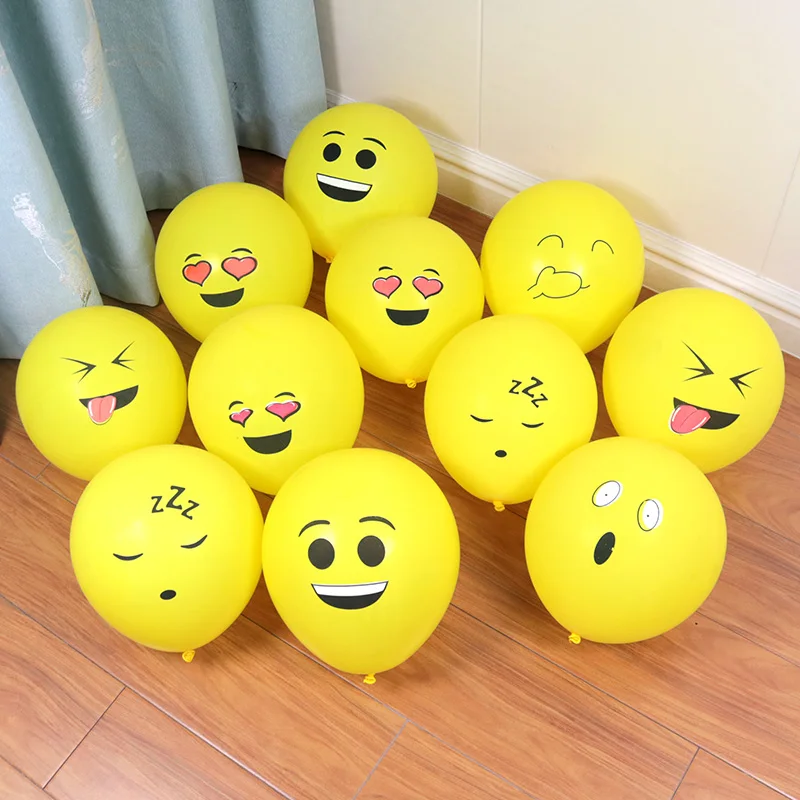 Yellow Smile 10 шт. милые латексные воздушные шары с большими глазами и улыбающимся лицом, украшение для дня рождения, надувные воздушные шары для детей, подарок - Цвет: Yellow Smile
