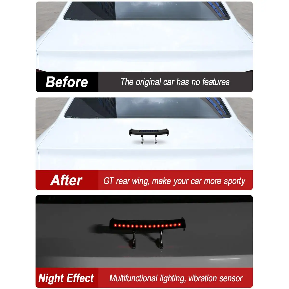 Универсальный маленький автомобильный светодиодный мини-спойлер на солнечной