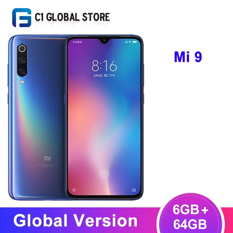 Xiaomi Mi 9 смартфон с восьмиядерным процессором Snapdragon 855 ОЗУ 6 ГБ ПЗУ 64 39 дюйма 48