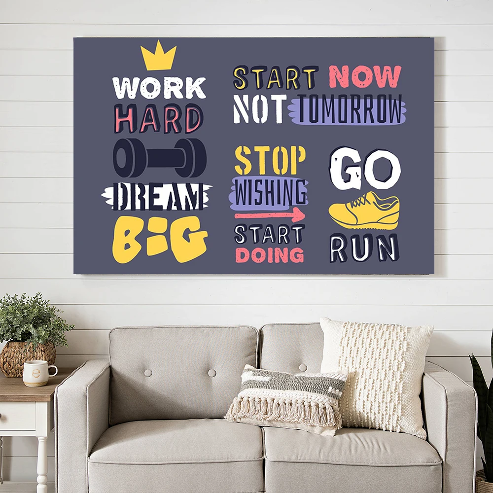 

Gym Wall Art Decor Mural Nordic Inspirational Poster Print Abstract Sports Cartoon Canvas Painting Living Room Home Decoration