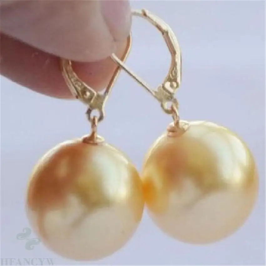 Женские серьги с жемчугом и ракушками цвета морского золота 16 мм | Украшения