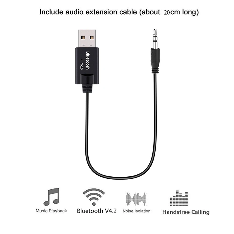 Bluetooth приемник USB аудио 4 2 ключ 3 5 мм AUX Jack беспроводной автомобильный музыкальный