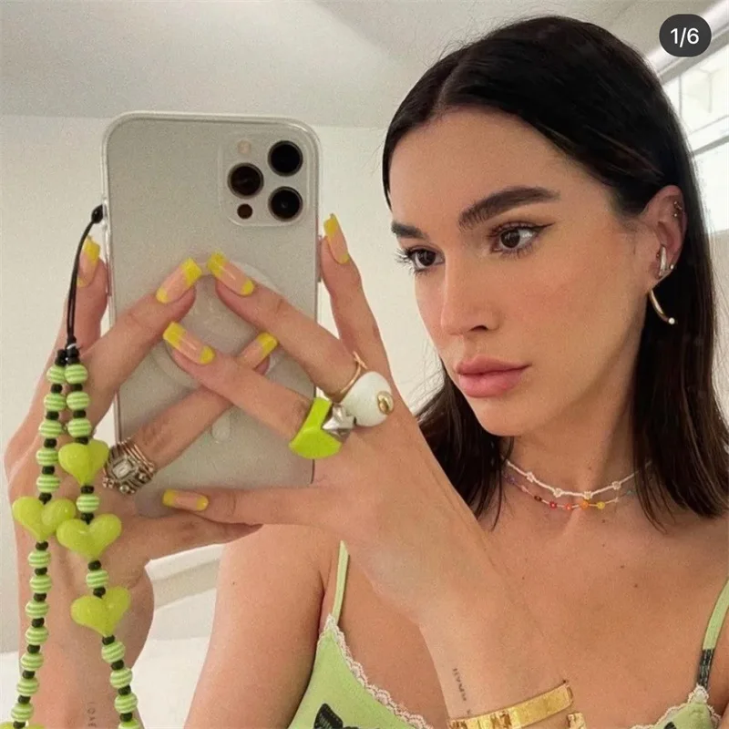 Яркие Акриловые Бусины ремешок для мобильного телефона на цепочке с защитой от