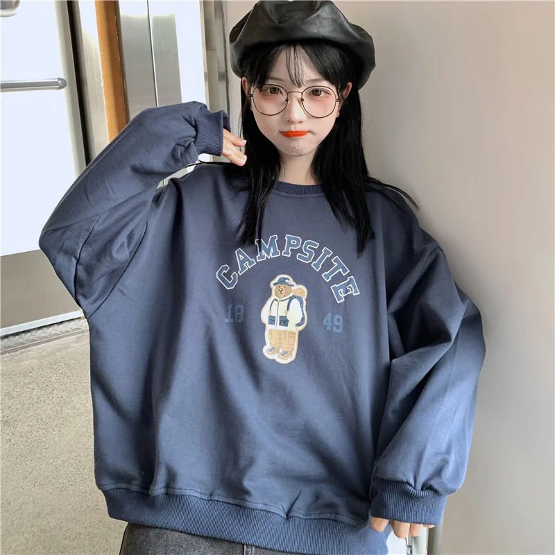 Реальная фотография Ранняя осень новый милый медведь рюкзак с принтом Rac |