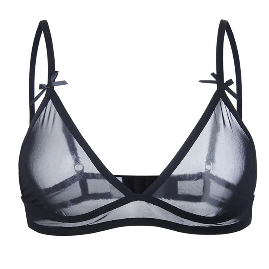 Женский Уникальный сетчатый черный бюстгальтер с мягкой чашечкой женский