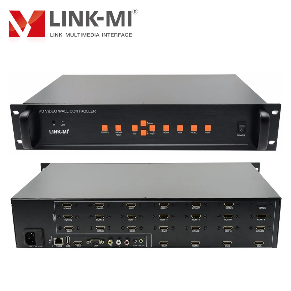 LINK MI 24 канальный настенный видеоконтроллер 4x6 4x5 4x4 3x3 HDMI VGA USB AV входы вращение на 180
