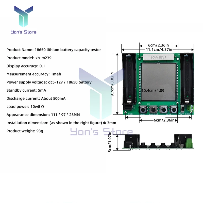 Модуль тестера реальной емкости литиевой батареи 18650 ЖК-цифровой дисплей монитор