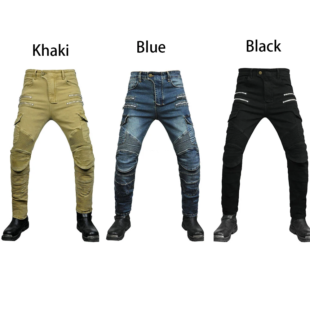 

Motorcycle Pants Men Moto Jeans upgrade Protective Gear Riding outdoor Motorbike Trousers Motocross Zip pocket Pants New 2021