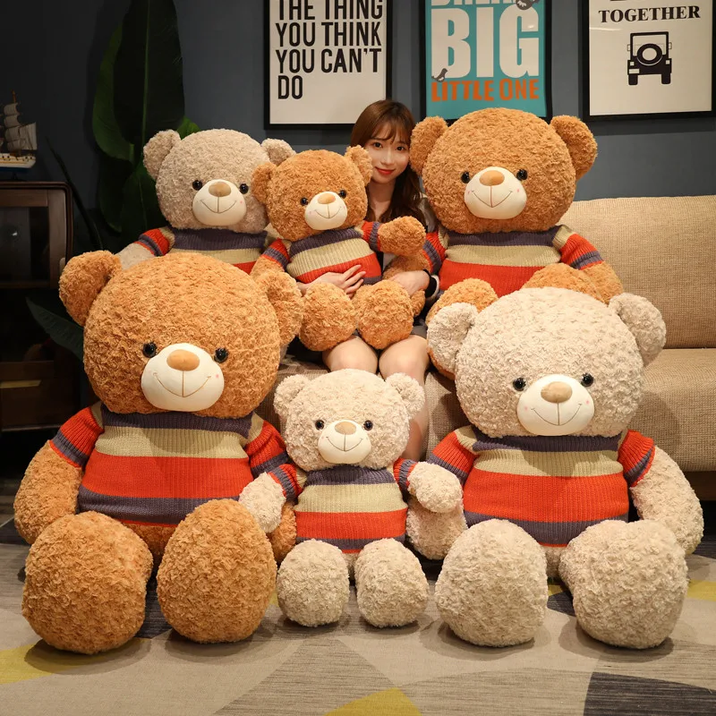 

1pc 75/100CM Lovely Teddy Bear Plush Toys Cute Stuffed Sweater Bear Doll Kids Huggable Toy Girls Valentine's Day Present