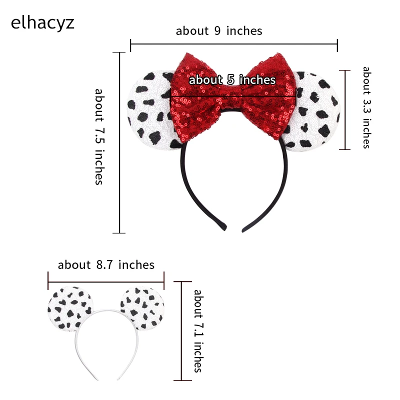 10Pcs Wholesale Popular Sequins Mouse Ears Headband Glitter Hair Bow Girls Women Party Hairband Kids Festival Hair Accessories
