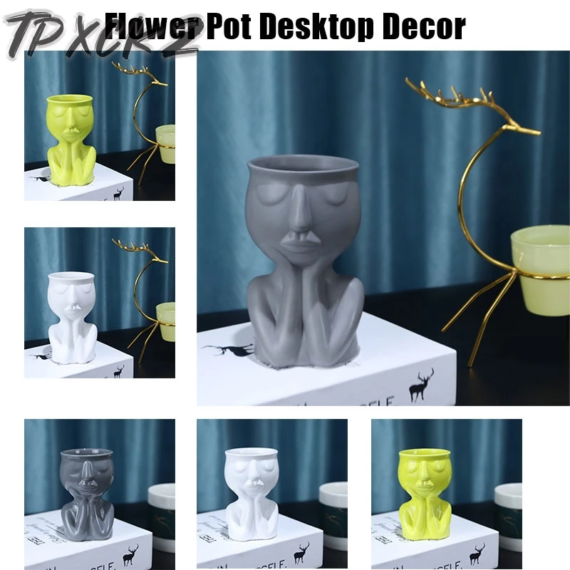 

Art Portrait Sculpture Vase Creative Succulents Plant Pots Garden Storage Flower Abstract Character Pot Micro Landscape Decor