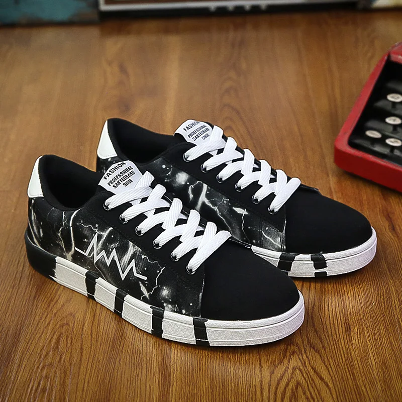 Мужская повседневная парусиновая обувь модные кроссовки с принтом Осенняя для