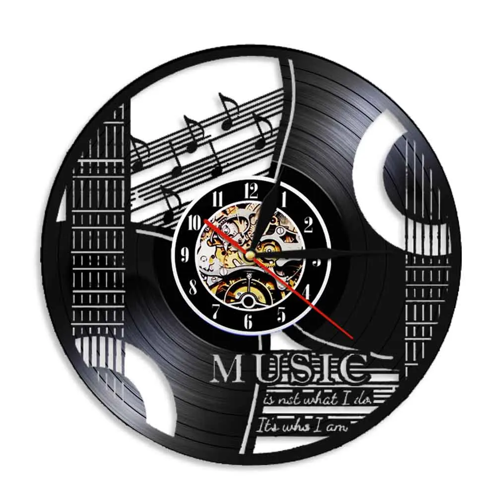 Music It's Not What I Do It's Who I Am Vinyl Record Wall Clock Rock Music Guitar Musical Instrument Modern Watch Led Timepiece