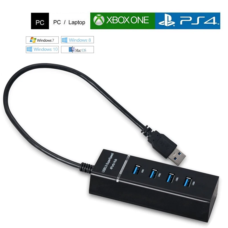 Universal Charger Adapter 3.0 USB Port Expansion Hub Splitter 4 Ports for Xbox One/S PlayStation 4/Slim/Pro High Speed | Электроника