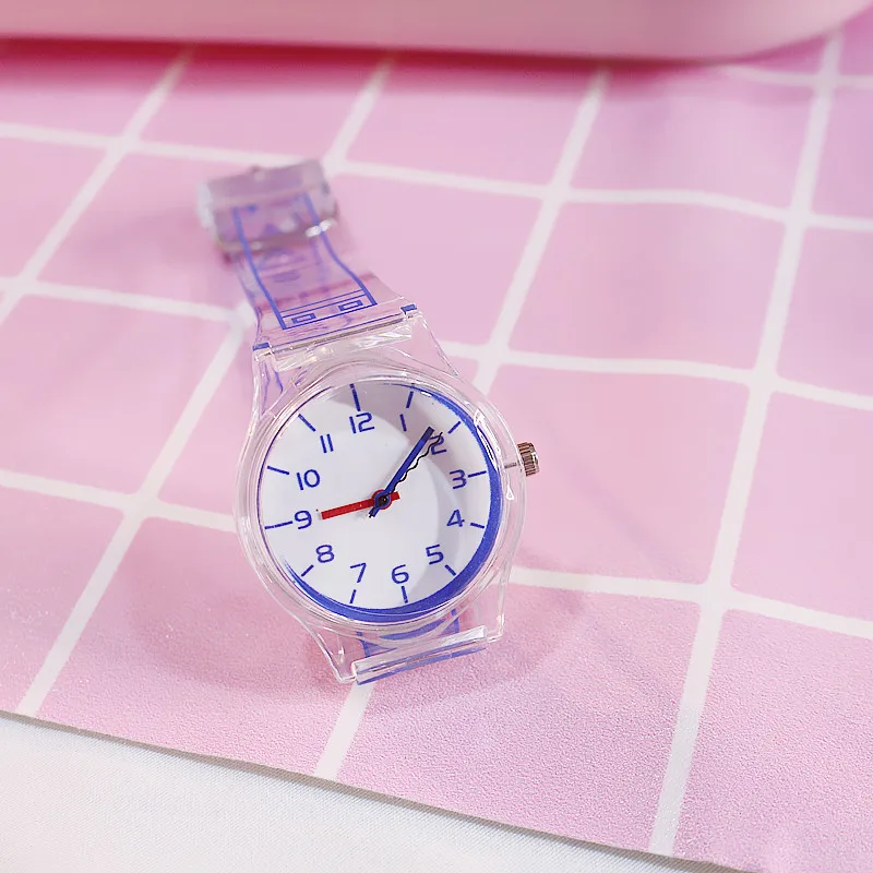 Лидер продаж корейские простые и прозрачные детские часы желе для мальчика