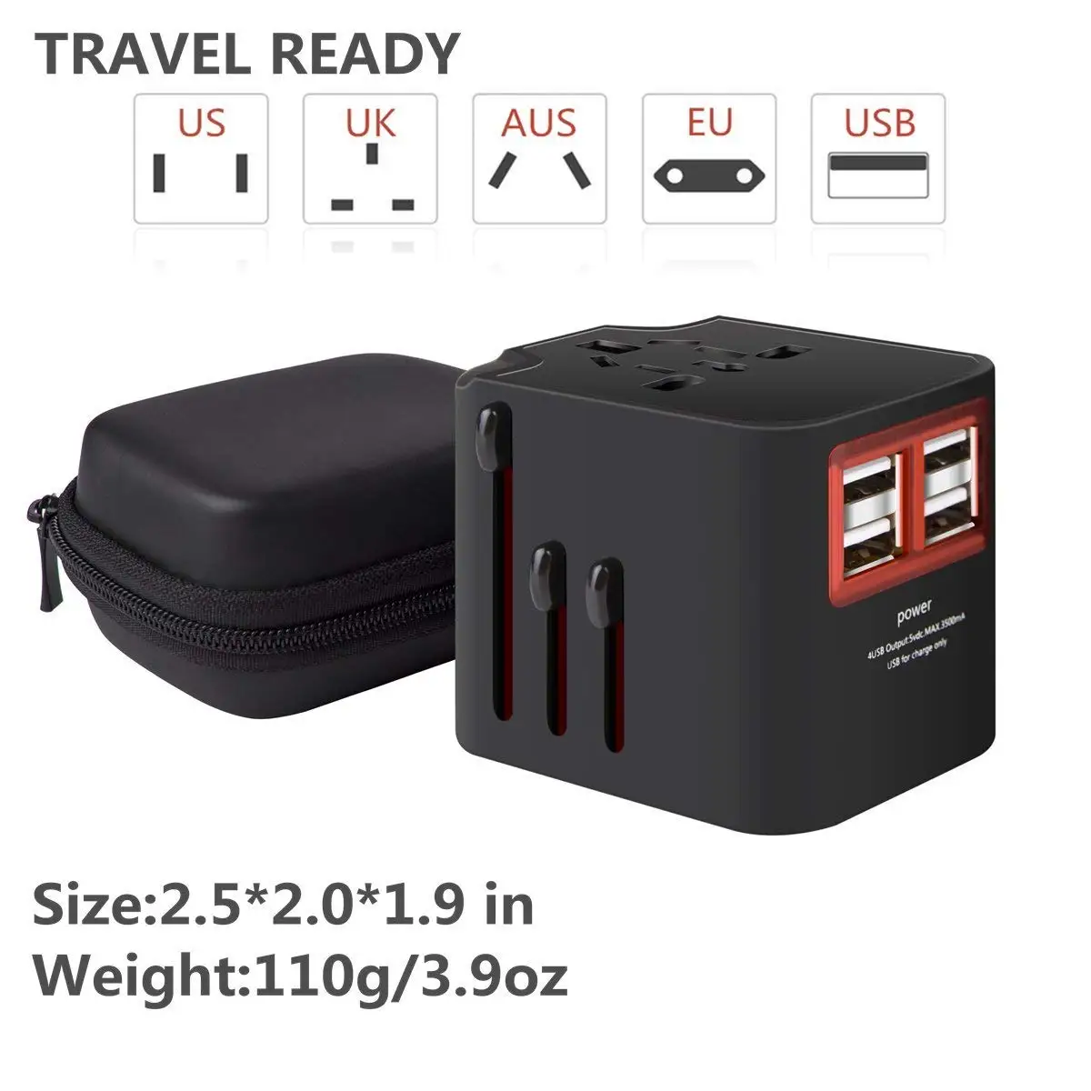 Дорожный адаптер с двойным USB зарядным устройством|Адаптеры для розеток| |