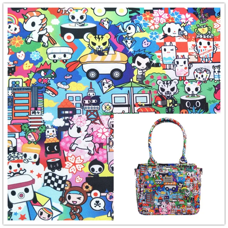 Тонкая холщовая ткань токи-доки с мультяшным единорогом для домашнего текстиля