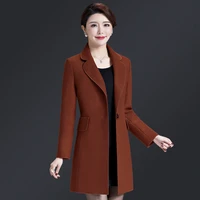 2021 winter women caramel woolen coat middle long loose wool streetwear clothes middle aged mother plus size 5xl casual tops