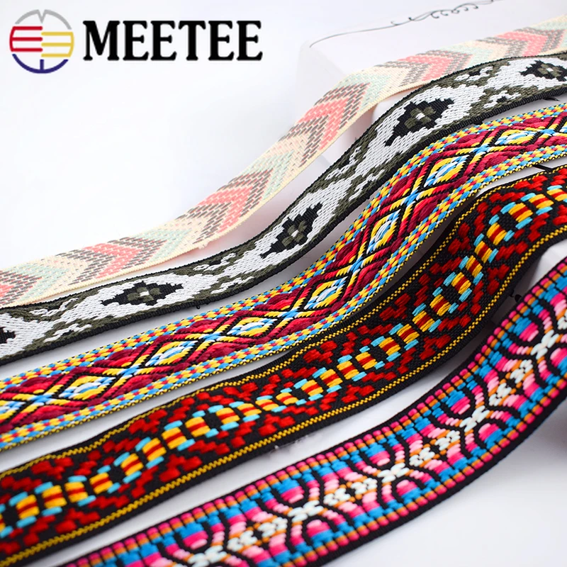 Полиэстеровые жаккардовые ленты 8 метров 25 мм этнические кружевные для сумок