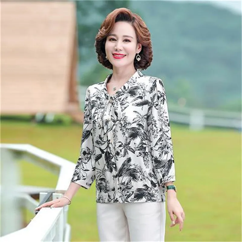 

Spring Summer Women Casual Blouses Shirts Lady Temperament Nine Points Sleeve O-Neck Fashion Loose Blusas Tops MM1058