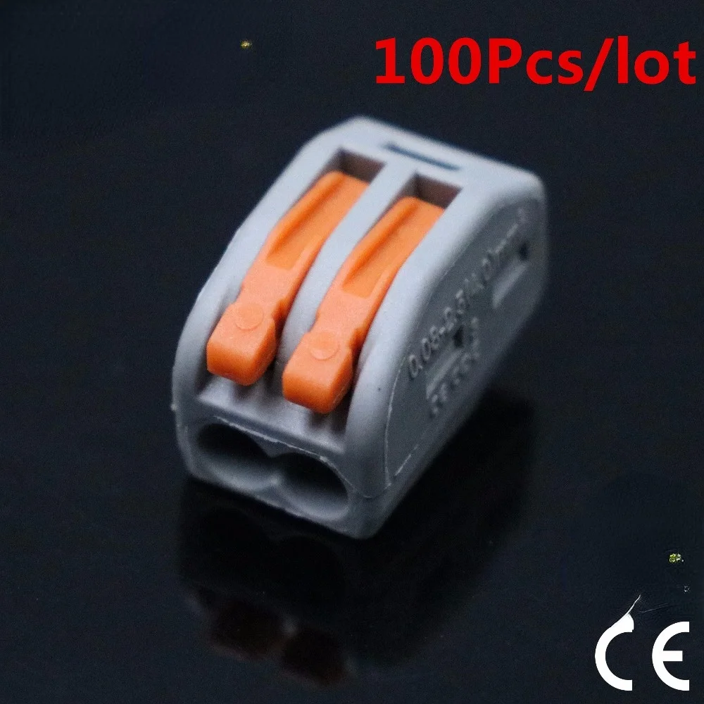 

100pcs 222-412 212 2pin Universal Compact Wire Wiring Connector 2 Pin Conductor Terminal Block with Lever 0.08-2.5mm2Hot Sale